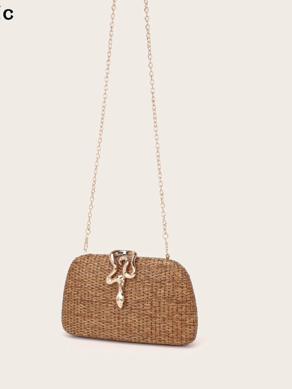 Straw Clutch Purses Summer Beach Purse for Women Woven Vacation Handbags Snake C - Picture 6 of 6